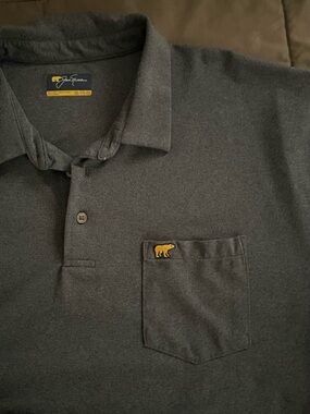 Men's Charcoal Polo with Yellow Bear Patch